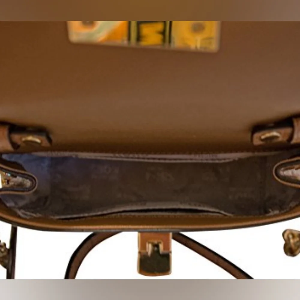 Michael Kors Tina Small Embossed Leather Clutch, Crossbody Shoulder Bag, Walnut - Picture 4 of 5